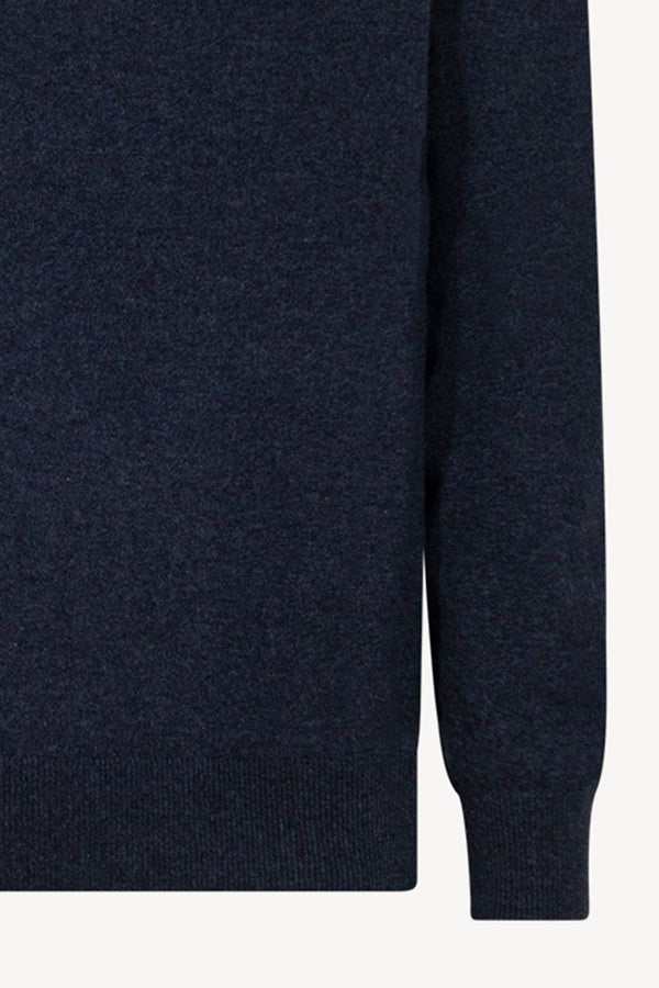Marine Blue Pure Cashmere Turtleneck Pullover