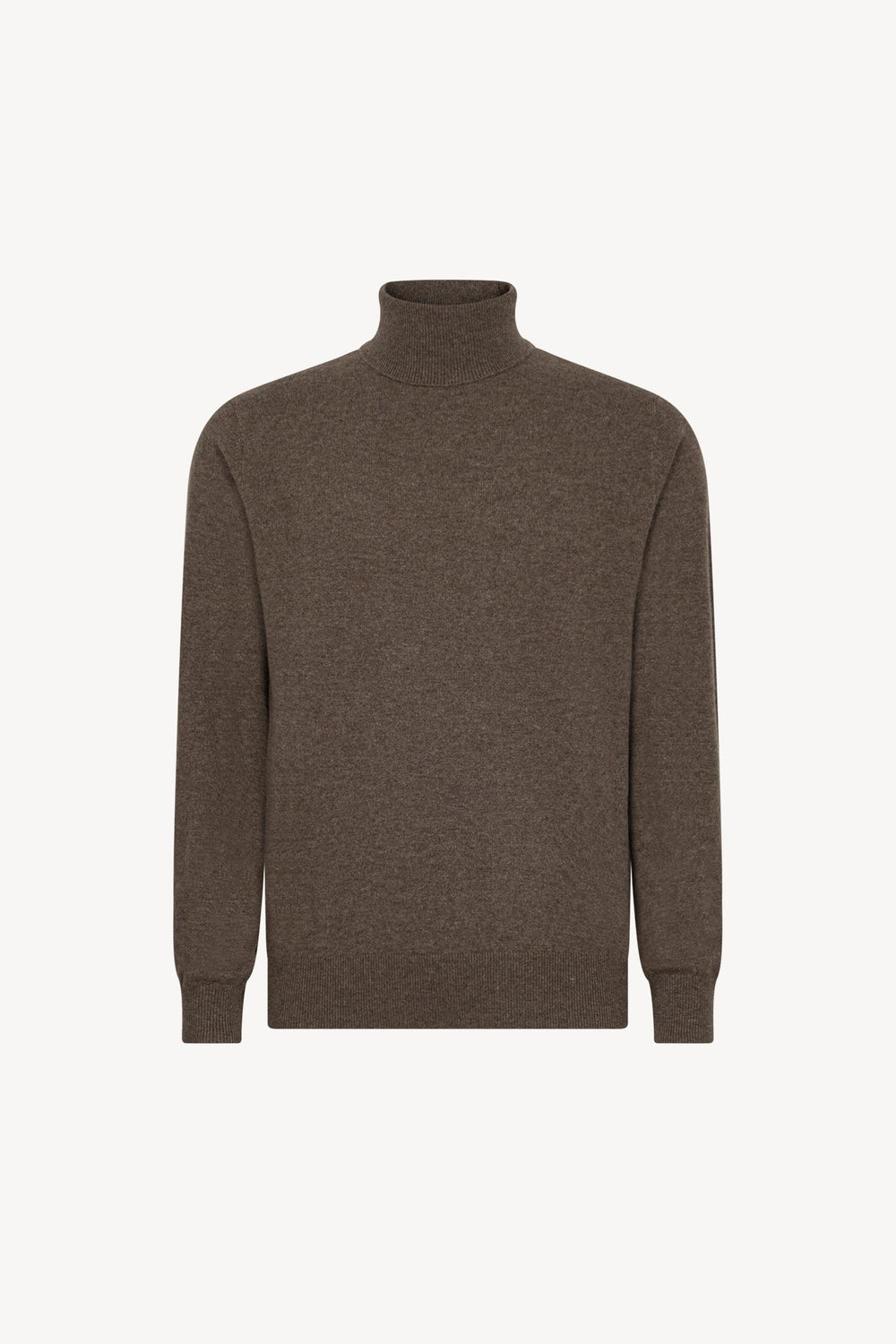 Bark Brown Pure Cashmere Turtleneck Pullover