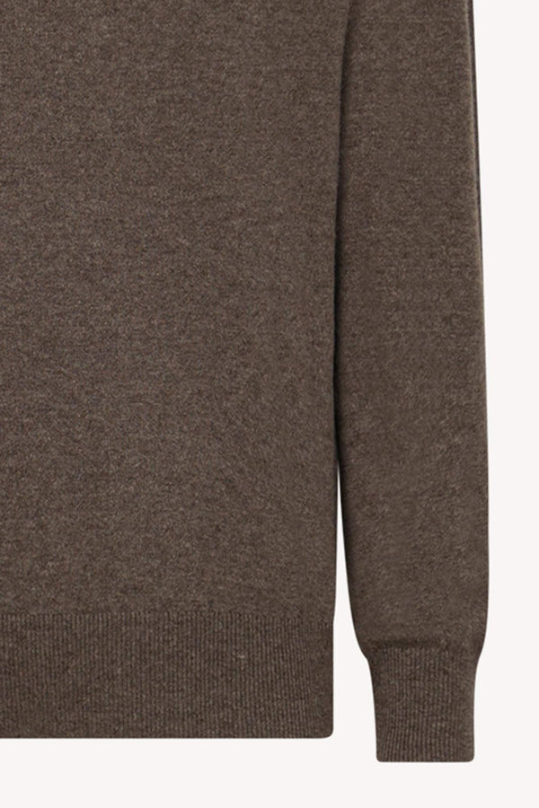 Bark Brown Pure Cashmere Turtleneck Pullover