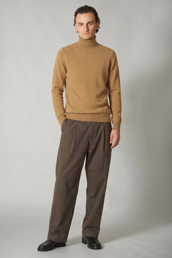 Camel Pure Cashmere Turtleneck Pullover