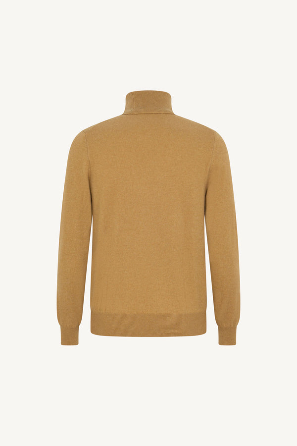 Camel Pure Cashmere Turtleneck Pullover