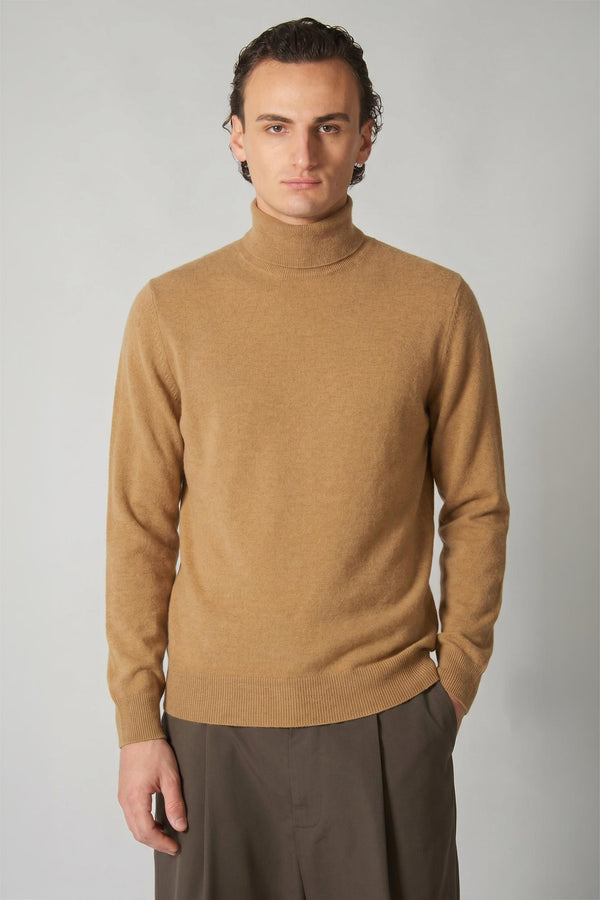 Camel Pure Cashmere Turtleneck Pullover