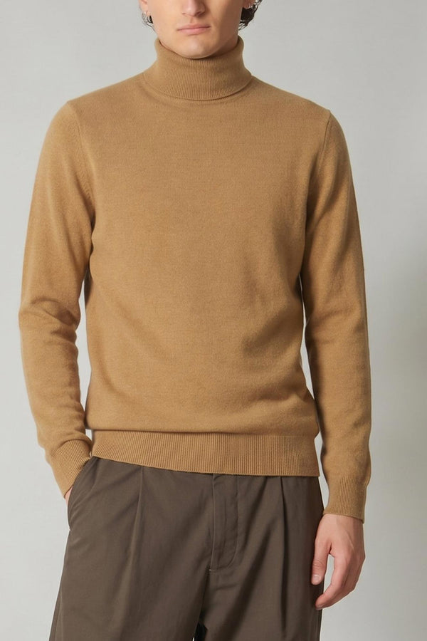 Camel Pure Cashmere Turtleneck Pullover