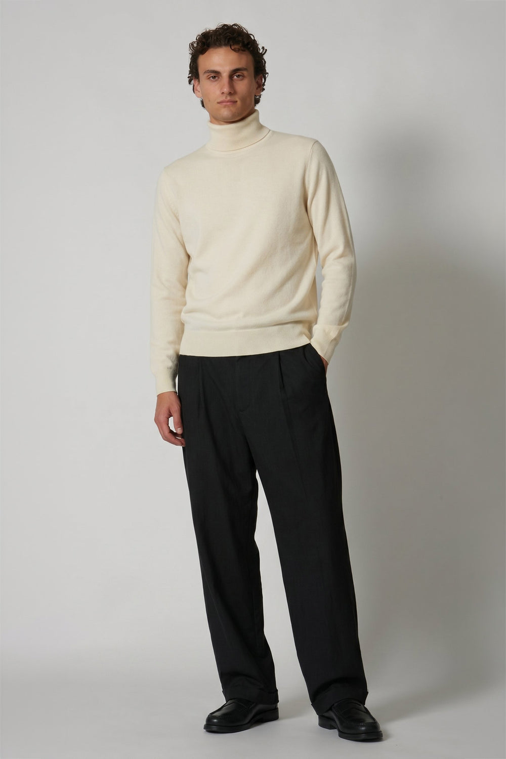 Ivory Pure Cashmere Turtleneck Pullover