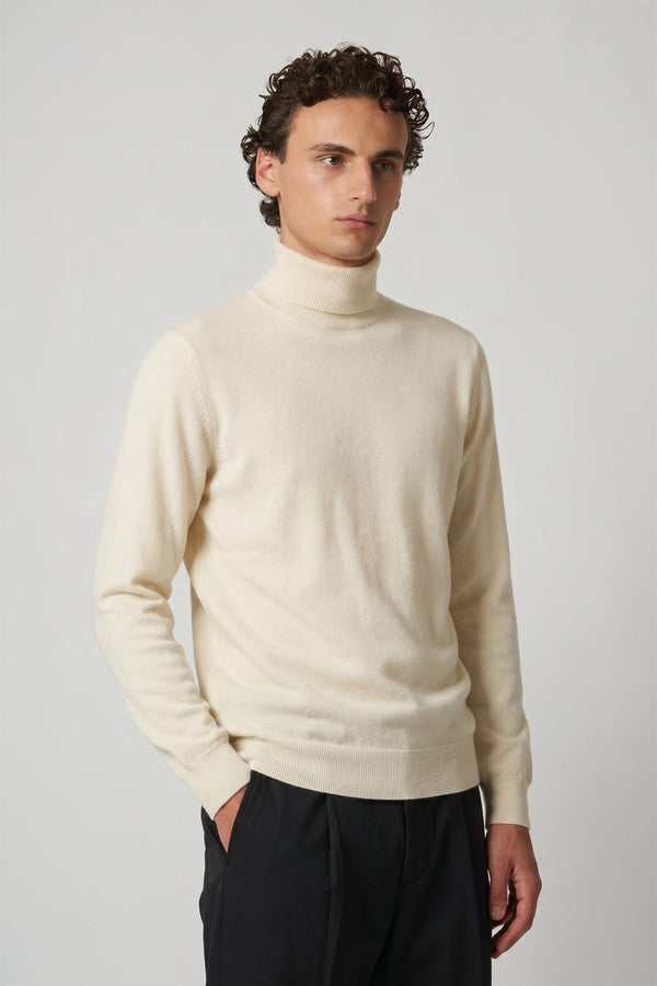 Ivory Pure Cashmere Turtleneck Pullover