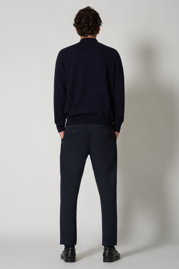 Maglia a Lupetto in Puro Cashmere Navy
