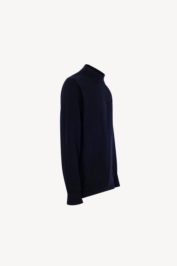 Maglia a Lupetto in Puro Cashmere Navy