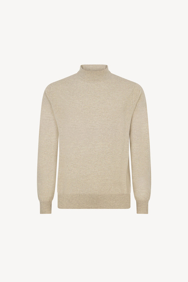 Maglia a Lupetto in Puro Cashmere Avena