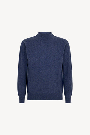 Maglia a Lupetto in Puro Cashmere Denim Scuro