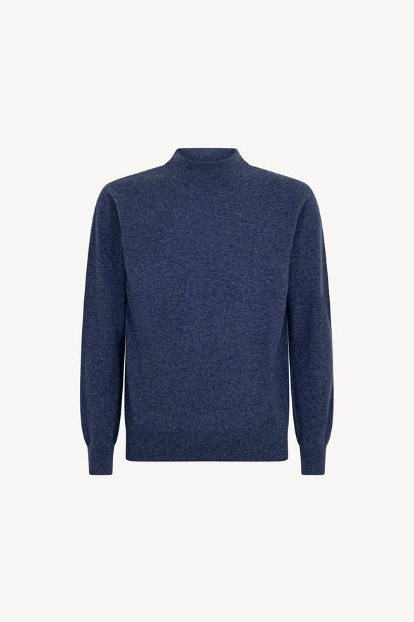 Maglia a Lupetto in Puro Cashmere Denim Scuro