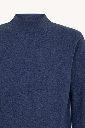 Maglia a Lupetto in Puro Cashmere Denim Scuro