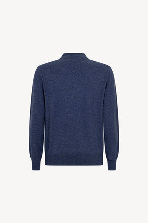 Maglia a Lupetto in Puro Cashmere Denim Scuro