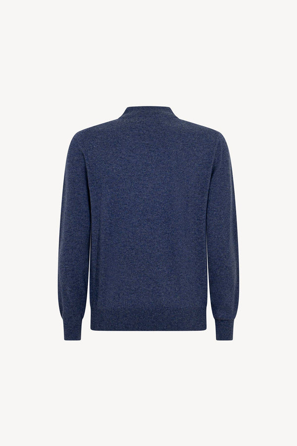 Maglia a Lupetto in Puro Cashmere Denim Scuro