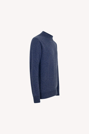 Maglia a Lupetto in Puro Cashmere Denim Scuro