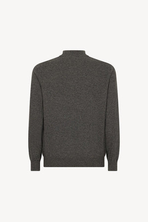 Dark Grey Pure Cashmere Mock Neck Pullover