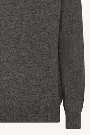 Dark Grey Pure Cashmere Mock Neck Pullover