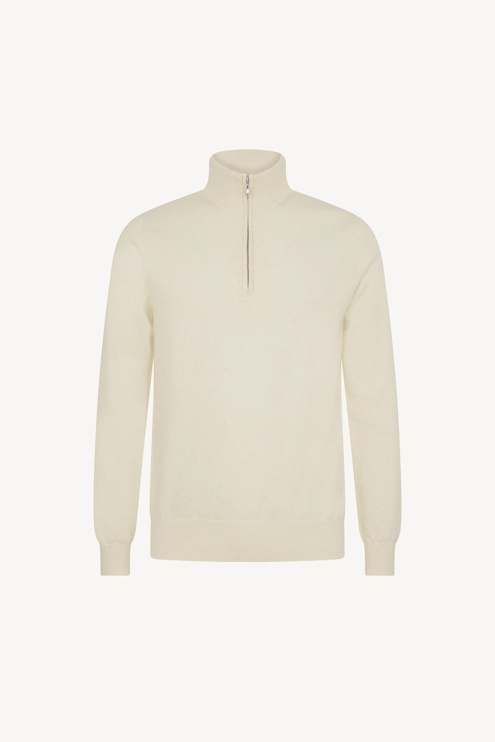 Ivory Pure Cashmere Mock Neck Pullover with Zip