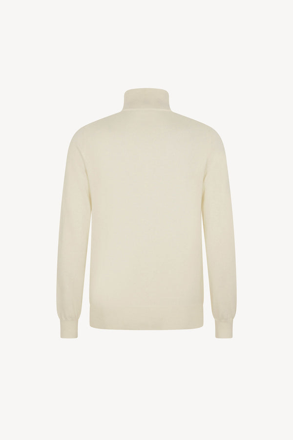 Ivory Pure Cashmere Mock Neck Pullover with Zip