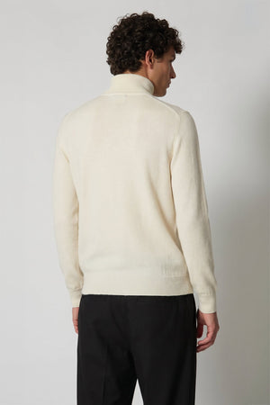 Ivory Pure Cashmere Mock Neck Pullover with Zip