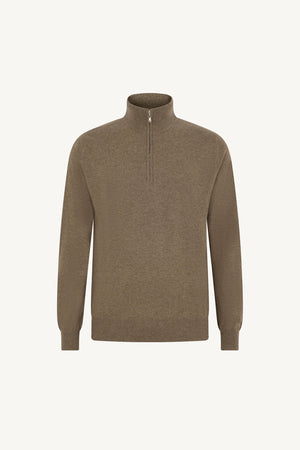 Dune Pure Cashmere Mock Neck Pullover with Zip