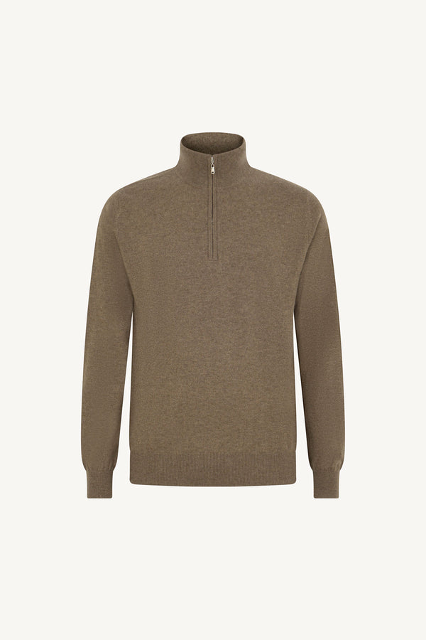 Dune Pure Cashmere Mock Neck Pullover with Zip