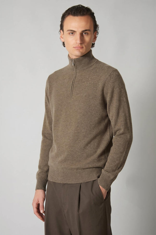 Dune Pure Cashmere Mock Neck Pullover with Zip
