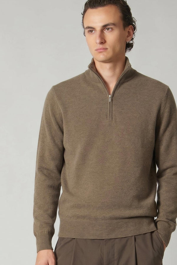 Dune Pure Cashmere Mock Neck Pullover with Zip