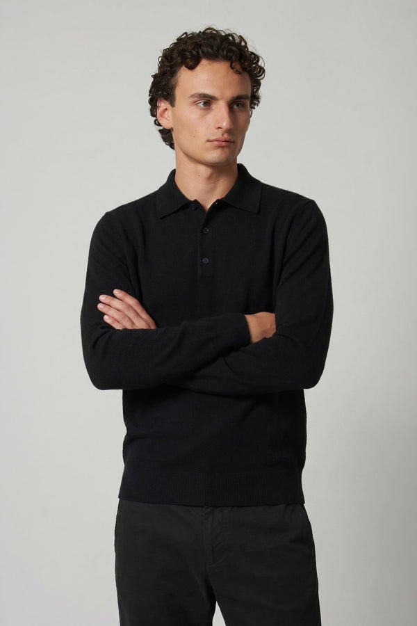 Black Pure Cashmere Polo Shirt