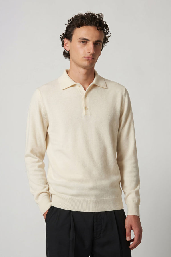Ivory Pure Cashmere Polo Shirt