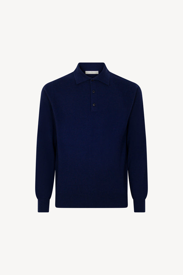 Polo in Puro Cashmere Ink Blue