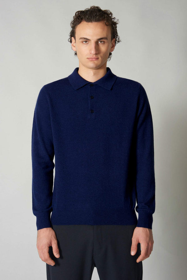 Polo in Puro Cashmere Ink Blue