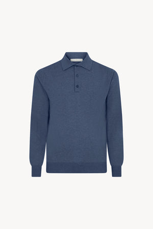 Polo in Puro Cashmere Denim Scuro