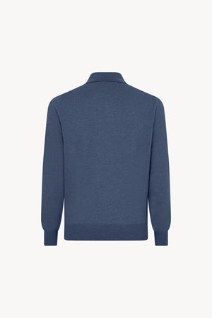 Polo in Puro Cashmere Denim Scuro