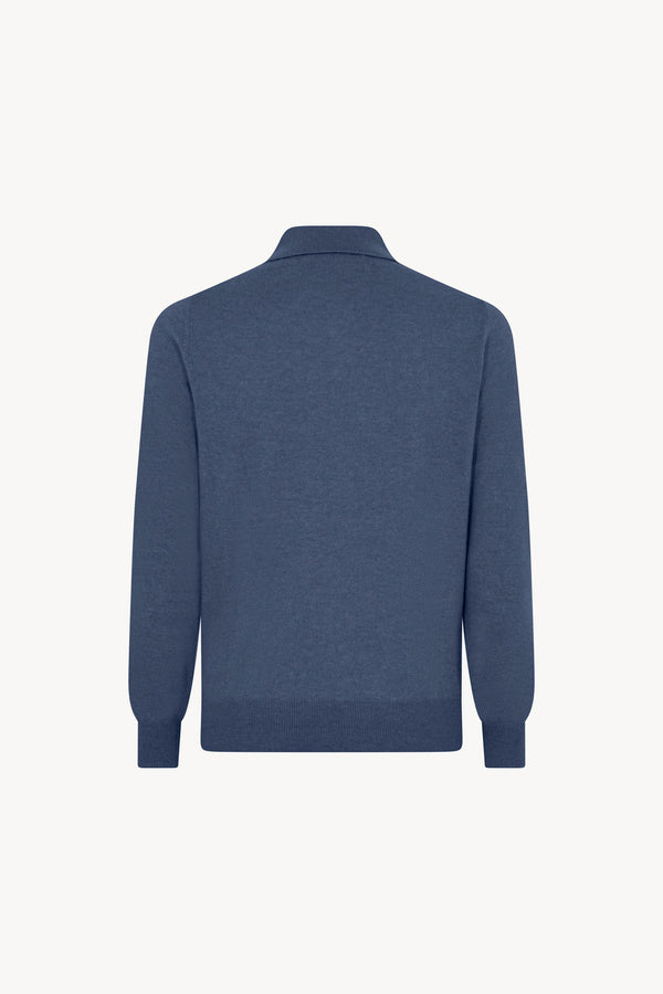 Polo in Puro Cashmere Denim Scuro