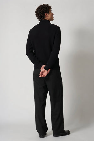Cardigan a Bomber con Zip in Puro Cashmere Nero