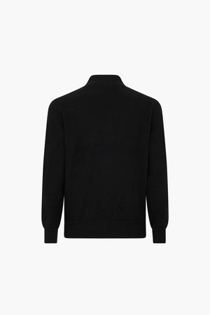 Cardigan a Bomber con Zip in Puro Cashmere Nero
