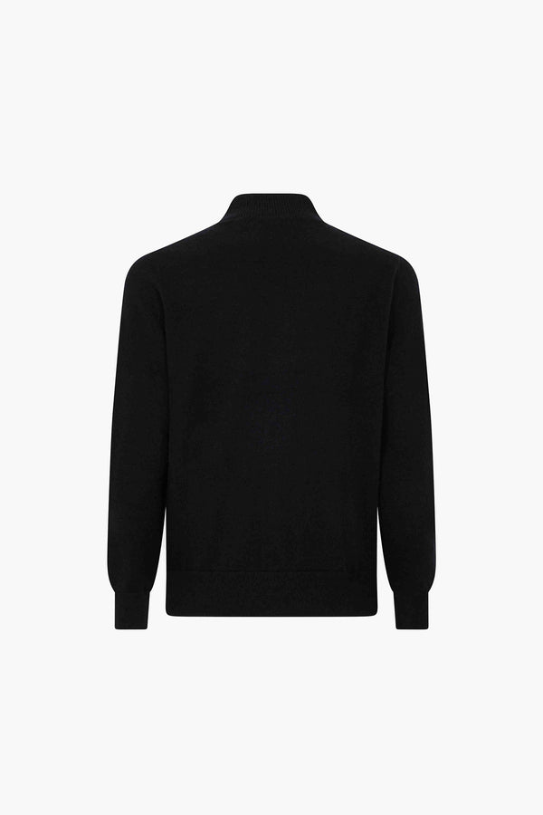 Cardigan a Bomber con Zip in Puro Cashmere Nero