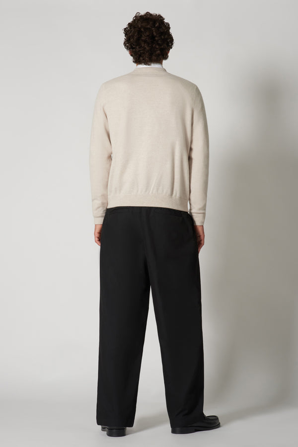 Cardigan a Bomber con Zip in Puro Cashmere Avena