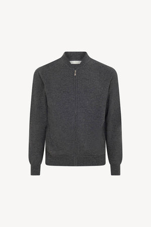 Cardigan a Bomber con Zip in Puro Cashmere Flanella