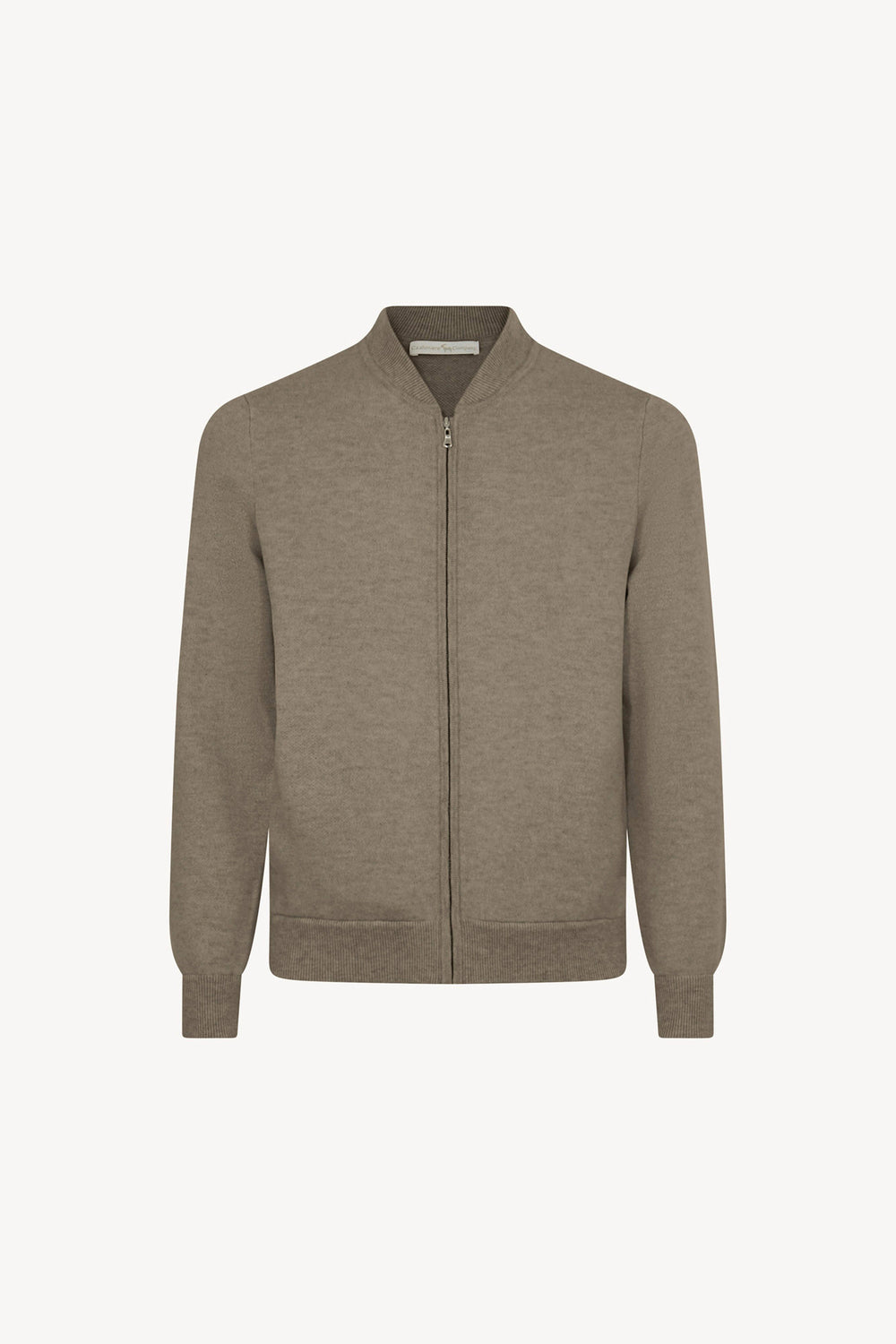 Cardigan a Bomber con Zip in Puro Cashmere Dune