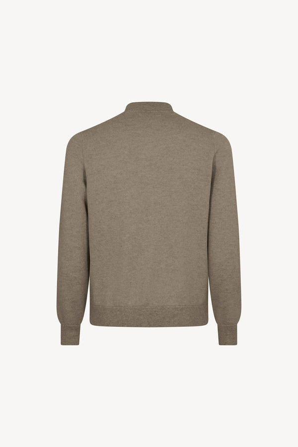 Cardigan a Bomber con Zip in Puro Cashmere Dune