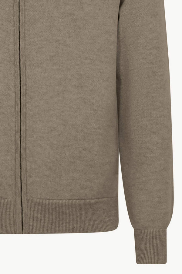 Cardigan a Bomber con Zip in Puro Cashmere Dune