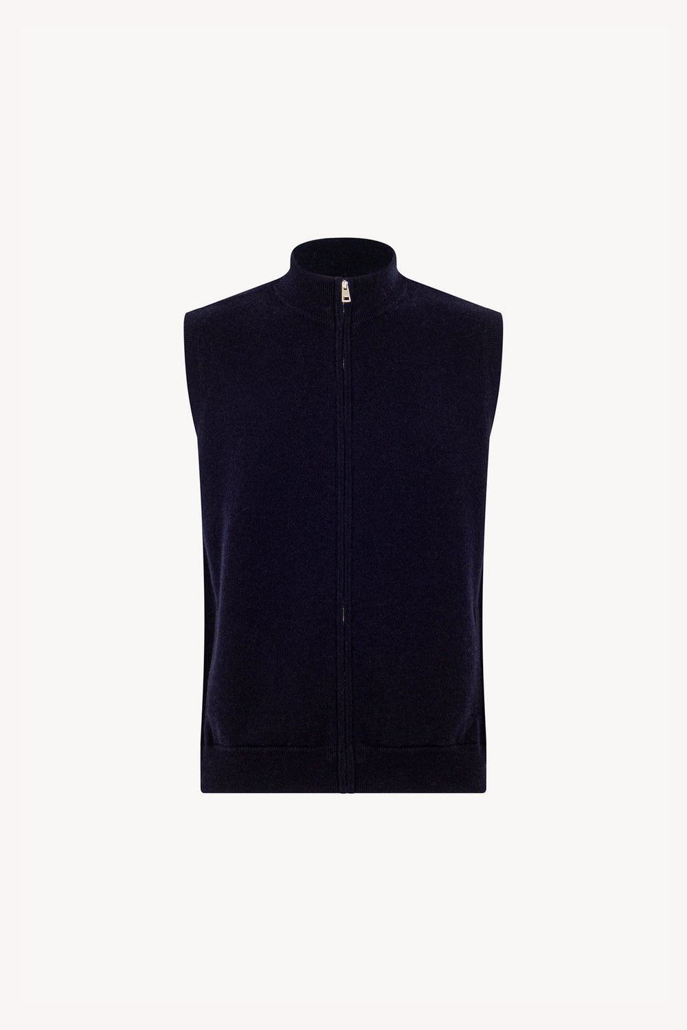 Gilet con Zip in Puro Cashmere Navy