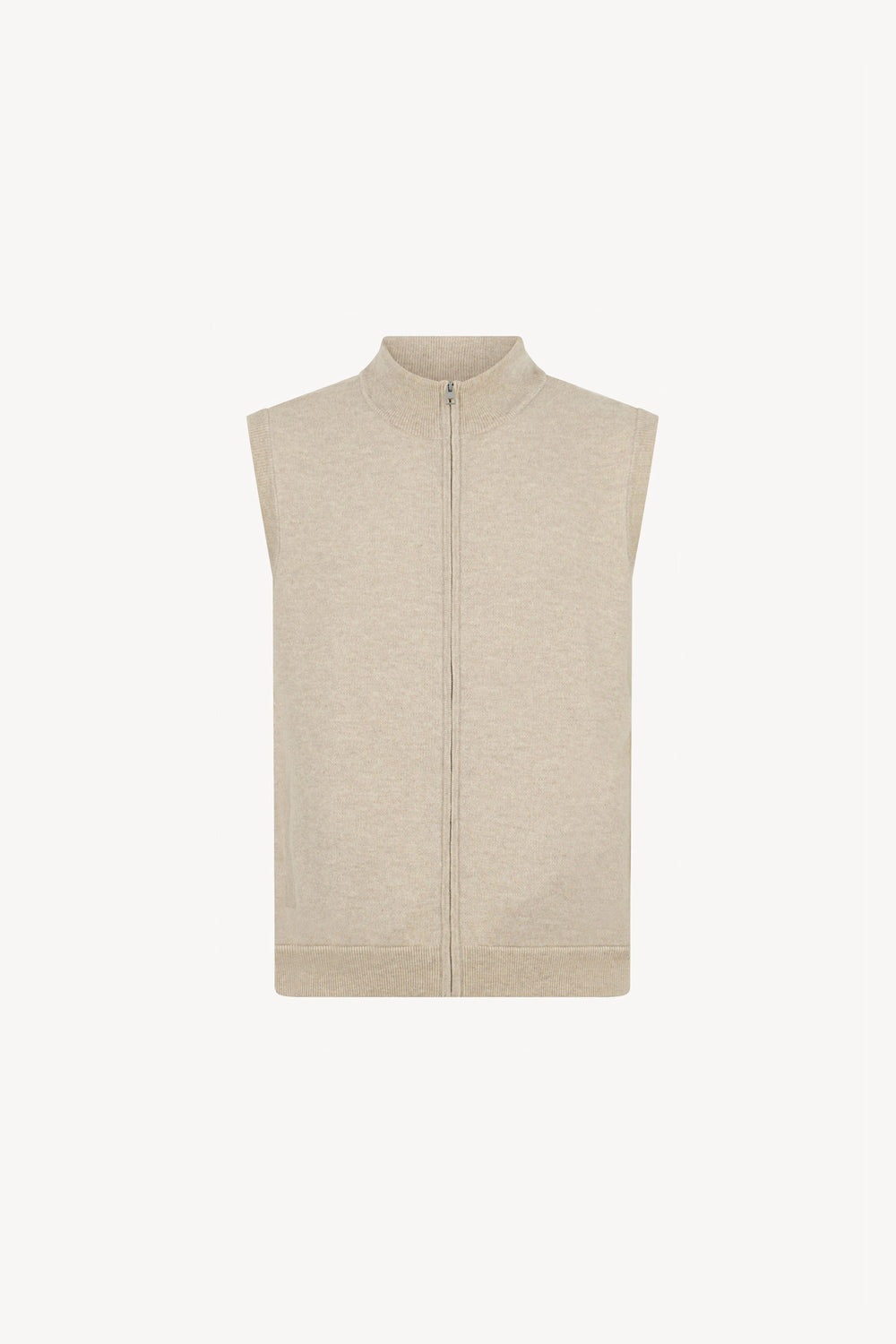 Gilet con Zip in Puro Cashmere Avena