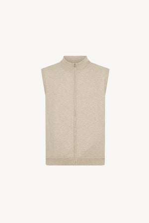 Gilet con Zip in Puro Cashmere Avena