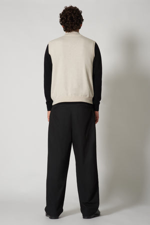 Gilet con Zip in Puro Cashmere Avena