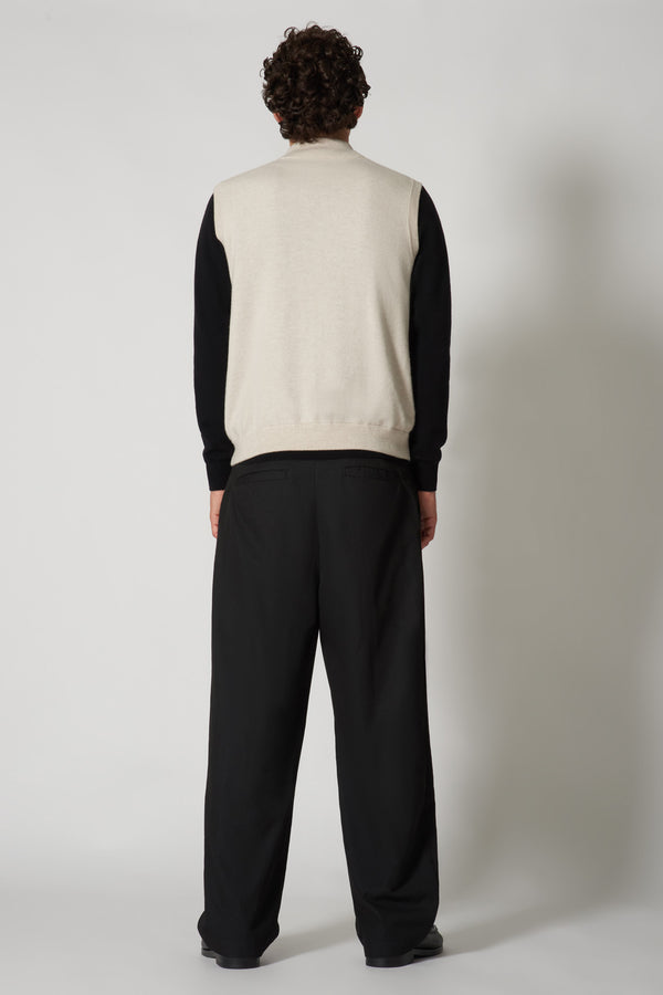 Gilet con Zip in Puro Cashmere Avena