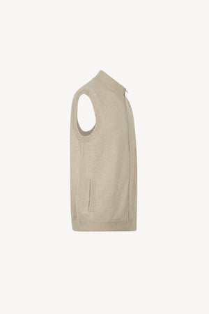 Gilet con Zip in Puro Cashmere Avena