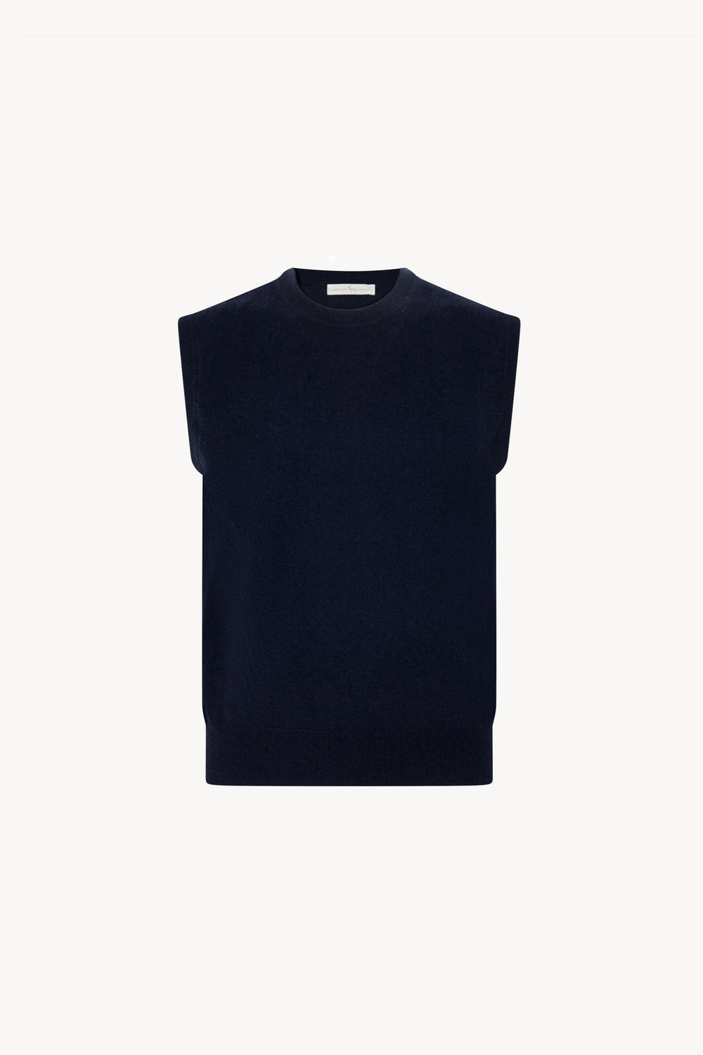 Navy Pure Cashmere Crew Neck Vest