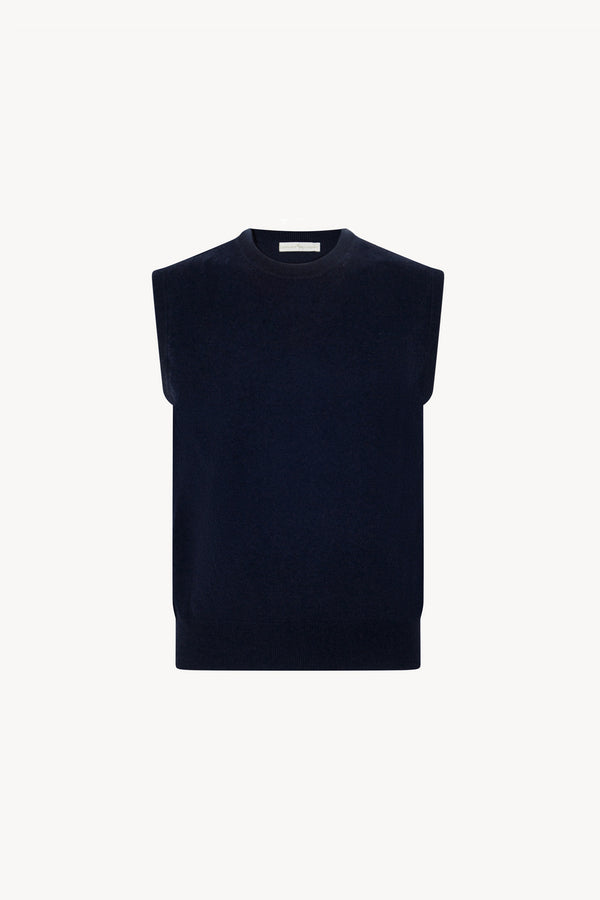Navy Pure Cashmere Crew Neck Vest